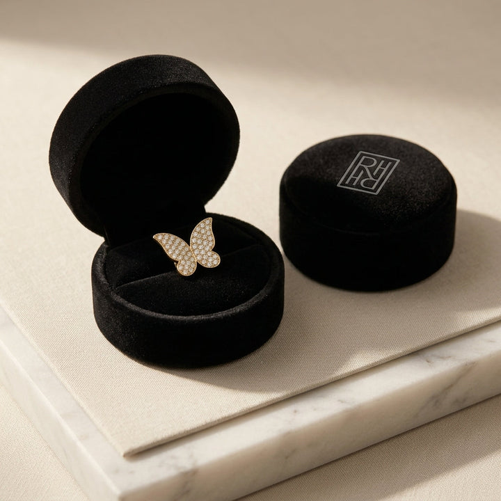 Diamond Butterfly Earrings 1/3ctw in 14K Yellow Gold - presentation