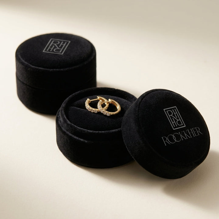 Diamond 3/4ctw Hoop Earring Set in 14K Yellow Gold - presentation