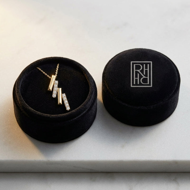 Stacked Bar Diamond Earrings 1/5ctw in 14K Yellow Gold - presentation
