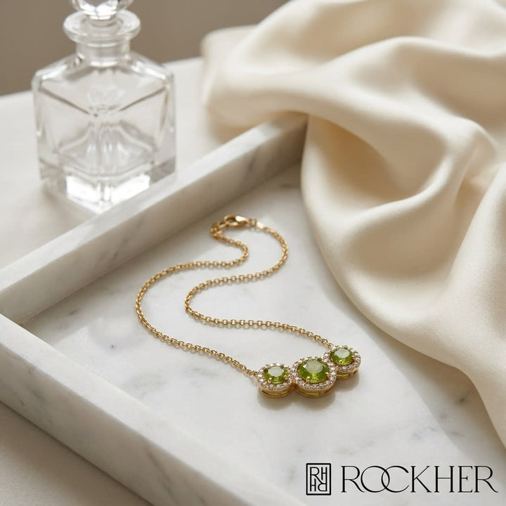 สร้อยคอเพชร ทรงกลม ล้อมเพชร ตัวเรือนทองคำเหลือง 14K จาก RockHer