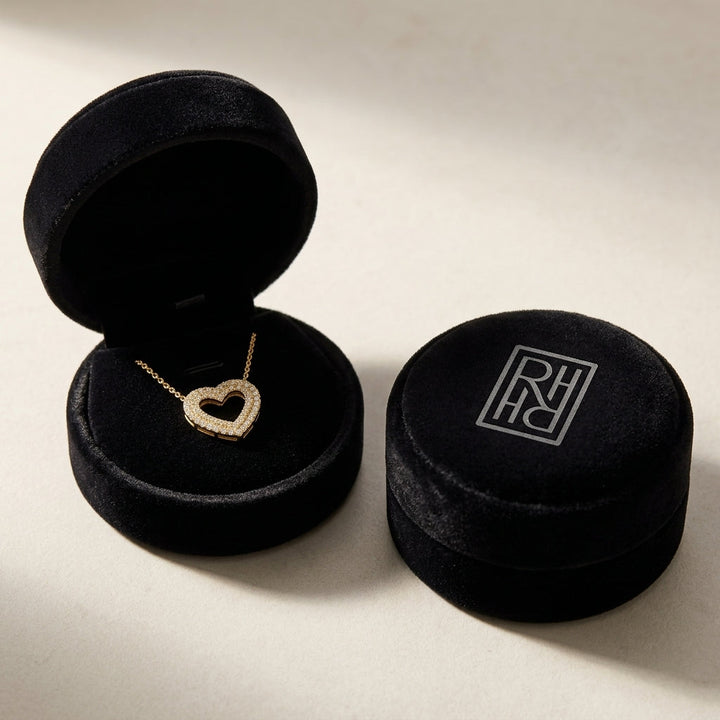 Double Heart 1/2ctw Diamond Necklace in 14K Yellow Gold - presentation