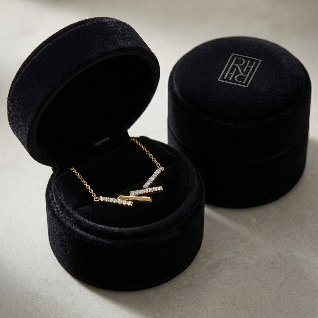 Stacked Bar Diamond Necklace 1/4ctw in 14K Yellow Gold - RockHer presentation