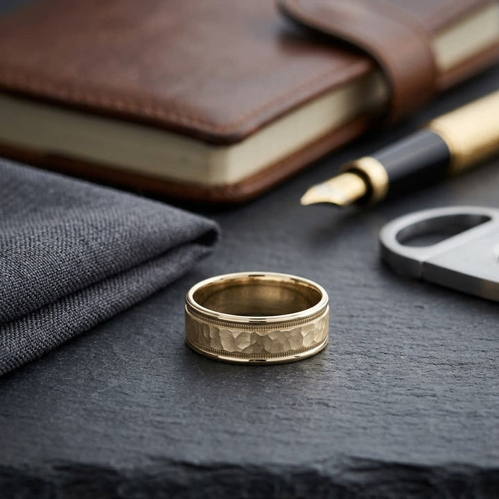 แหวนแต่งงาน ทรงกลม ตัวเรือนทองคำเหลือง 14K จาก RockHer