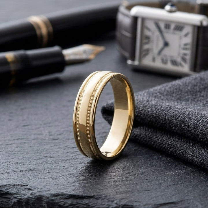 แหวนแต่งงาน ทรงกลม ตัวเรือนทองคำเหลือง 14K จาก RockHer