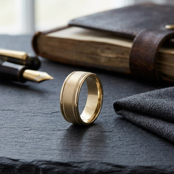 แหวนแต่งงาน ทรงกลม ตัวเรือนทองคำเหลือง 14K จาก RockHer