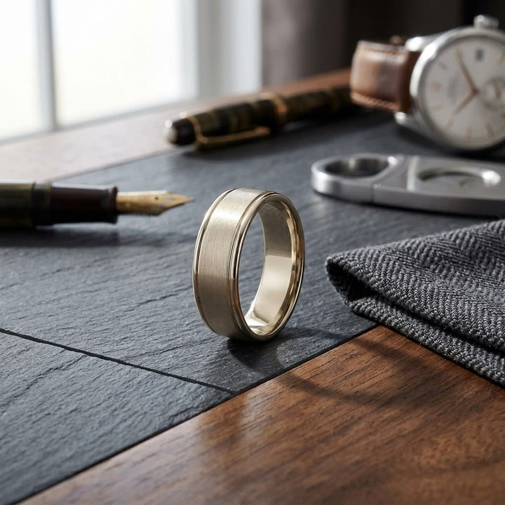 แหวนแต่งงาน ทรงกลม ตัวเรือนทองคำเหลือง 14K จาก RockHer