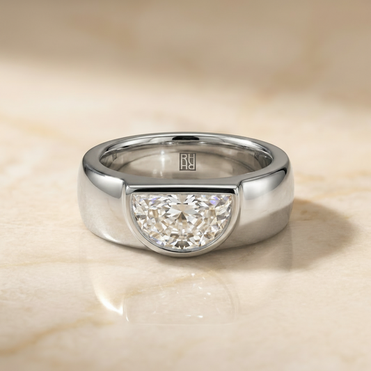 The Remi Select — Bezel-Set Cigar Band Half Cut in 18K White Gold