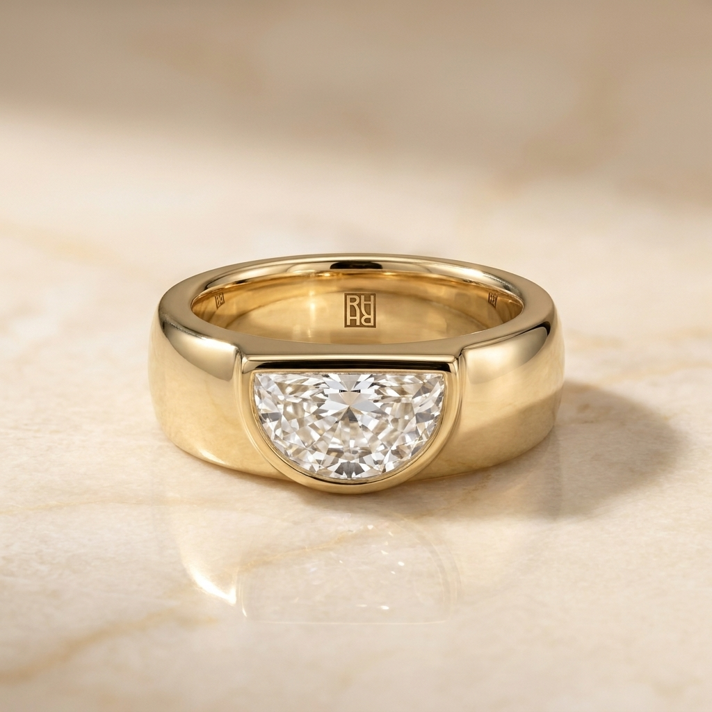 The Remi Select — Bezel-Set Cigar Band Half Cut in 18K Yellow Gold