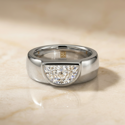 The Remi Select — Bezel-Set Cigar Band Half Cut in Platinum
