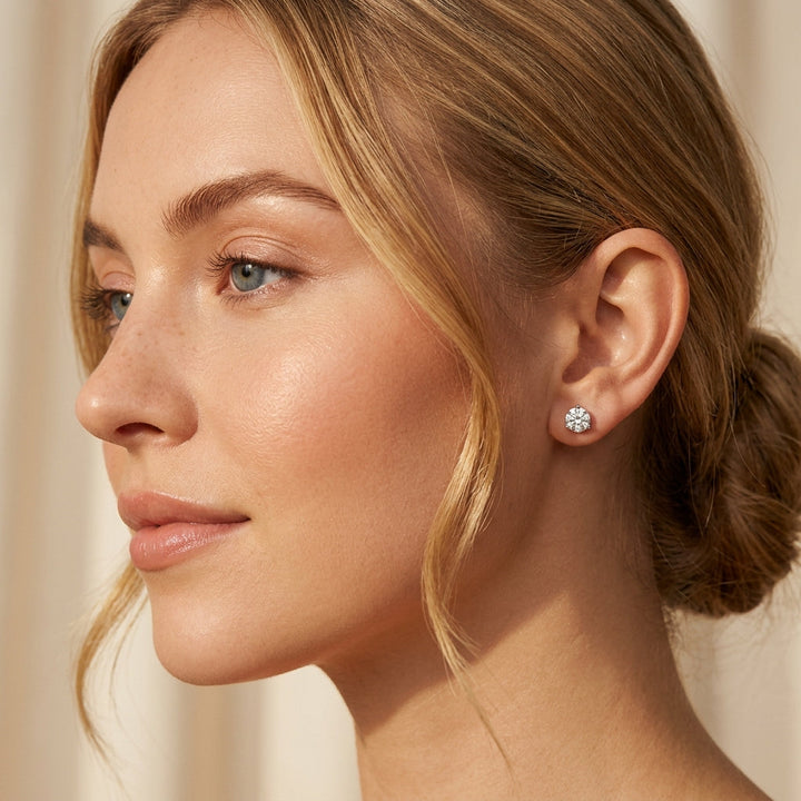 4-Prong Lab Diamond Stud Earrings – detail view | RockHer