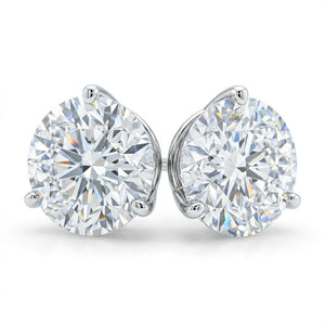 ต่างหูเพชรแล็บ ทรงกลม ตัวเรือนทองคำขาว 14K จาก RockHer