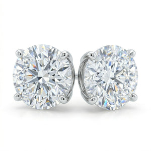 ต่างหูเพชรแล็บ ทรงกลม ฝังหนาม ตัวเรือนทองคำขาว 14K จาก RockHer