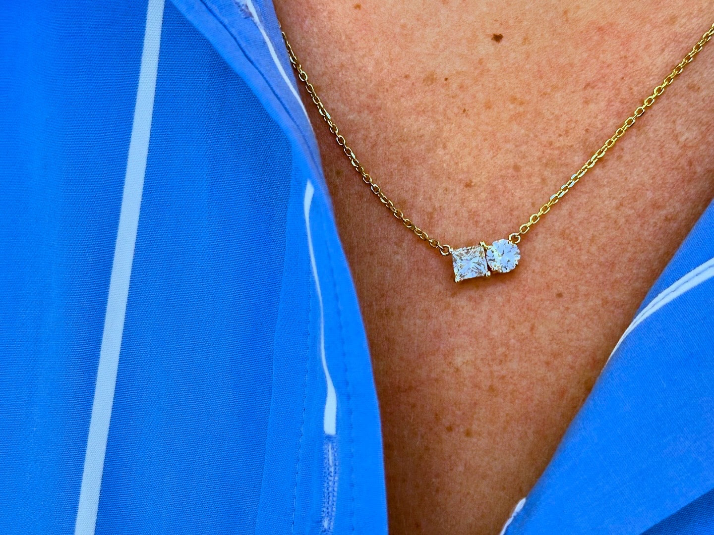 Custom Toi et Moi Pendant: Gold or Platinum with Your Choice of Diamonds(setting only, chain included), in 950 - Platinum | RockHer