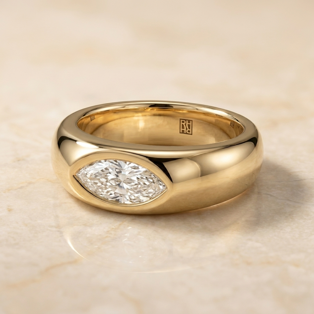 The Remi Select — Bezel-Set Cigar Band Marquise in Platinum
