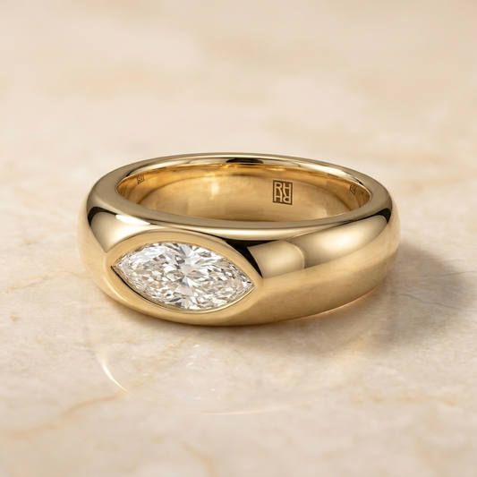 The Remi Select — Bezel-Set Cigar Band Marquise in Platinum