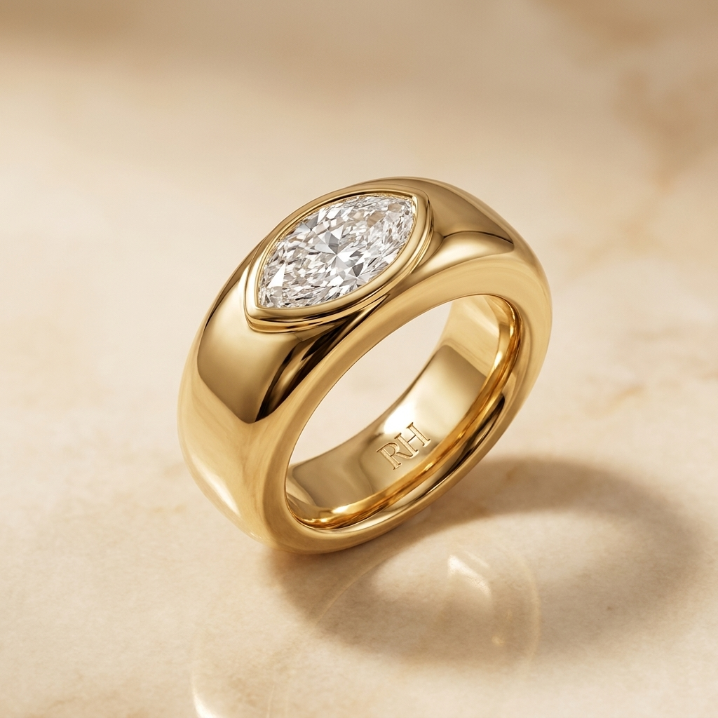 The Remi Select — Bezel-Set Cigar Band Marquise in Platinum