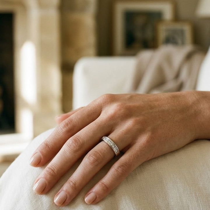 Channel Set Princess Cut Diamond Ring in Platinum - lifestyle