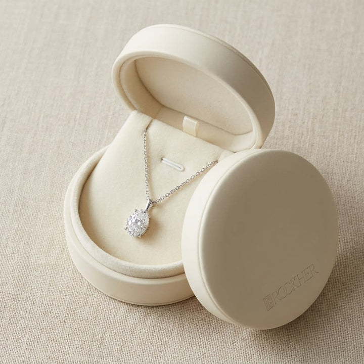 จี้เพชร Solitaire Pendants ทรงรี หุ้มขอบเลื่อน จาก RockHer
