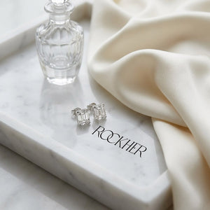 ต่างหูเพชร ทรงแอชเชอร์ ตัวเรือนแพลทินัม 950 จาก RockHer