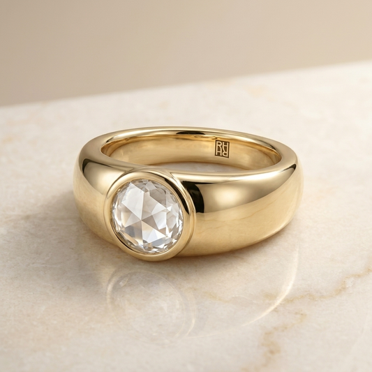 The Remi Select — Bezel-Set Cigar Band Rose Cut in 18K Yellow Gold