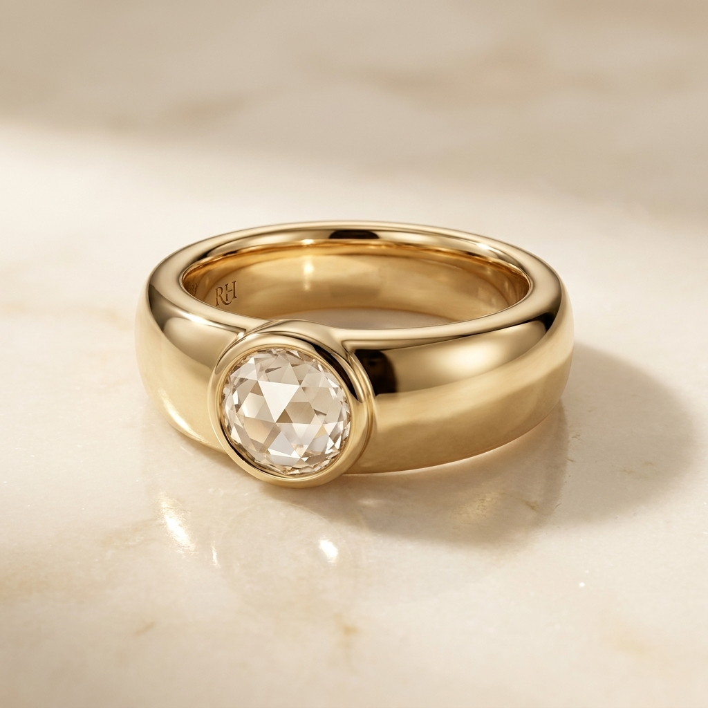 The Remi Select — Bezel-Set Cigar Band Rose Cut in 18K Yellow Gold