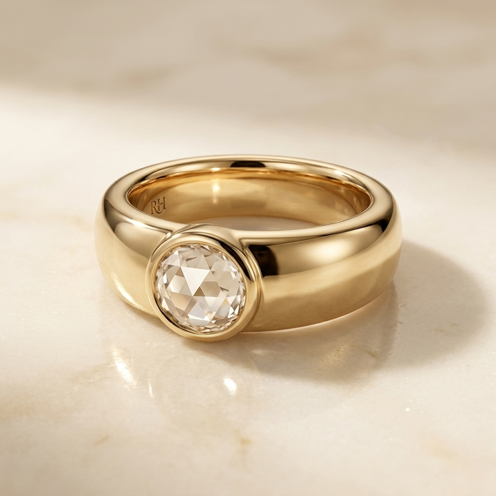 The Remi Select — Bezel-Set Cigar Band Rose Cut in 18K Yellow Gold