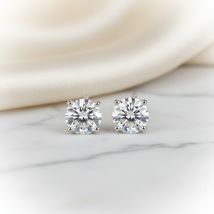 Lab Grown Diamond Round Martini Stud Earrings · 2ct tw — 14K White Gold