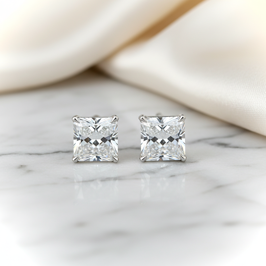 Lab Grown Diamond Princess V-Prong Stud Earrings · 2.5ct tw — Platinum