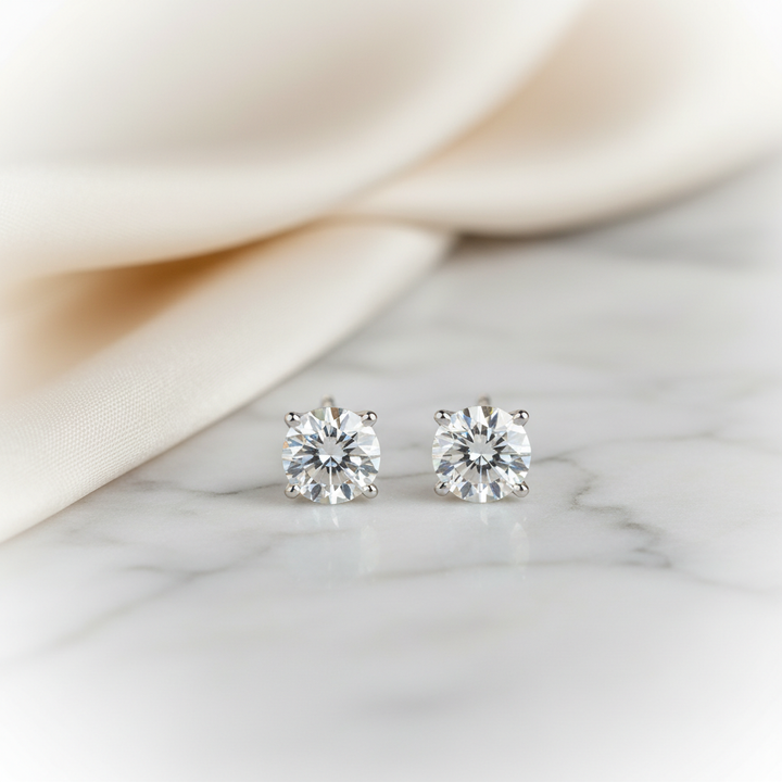 Lab Grown Diamond Round Martini Stud Earrings · 2ct tw — Platinum