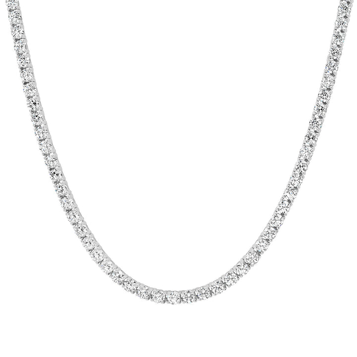 DIAMOND 4-PRONG ROUND NECKLACE IN 14K WHITE GOLD 16 INCHES | RockHer