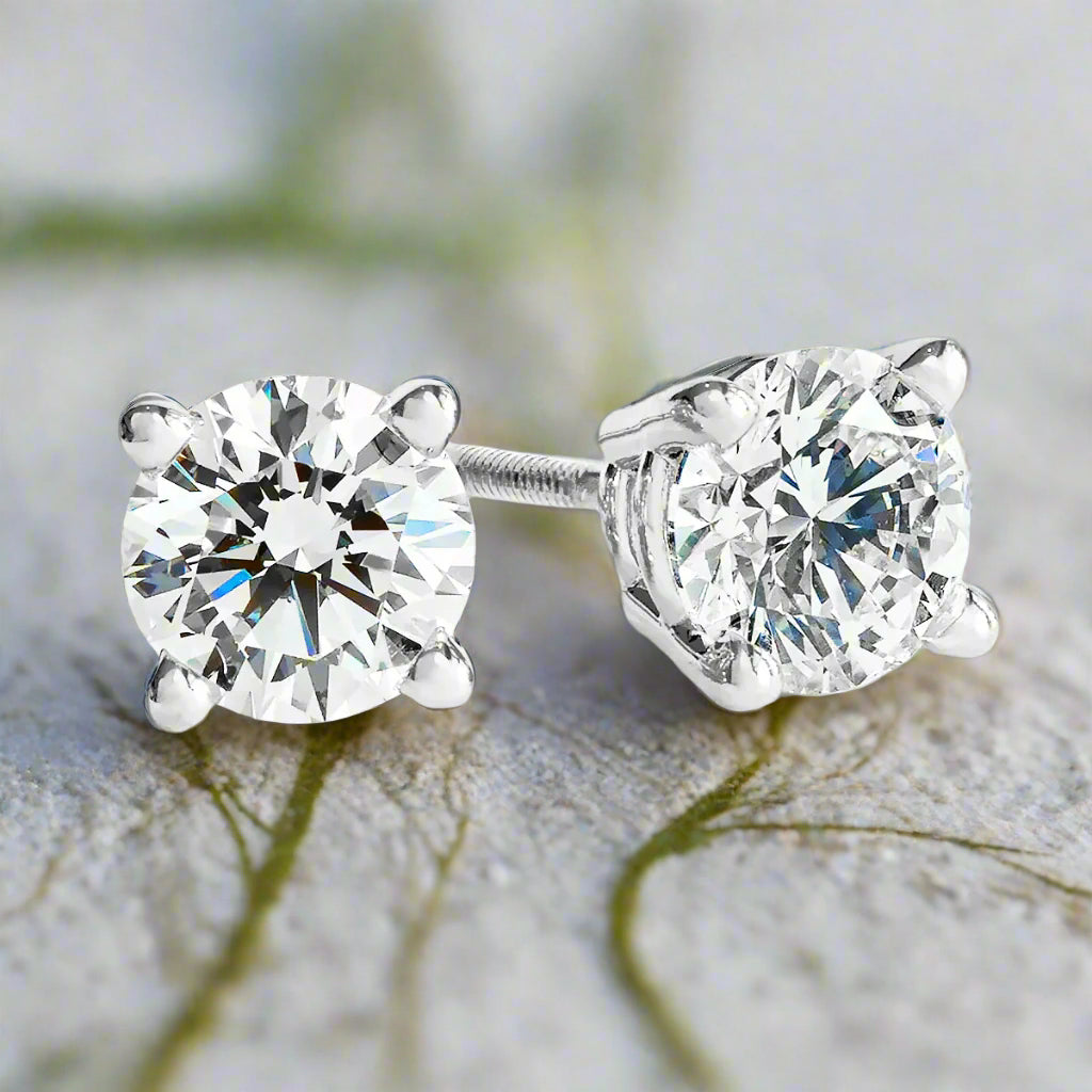 6ct tw Round Brilliant Lab Diamond Stud Earrings, in 14K White Gold – view 5 | RockHer