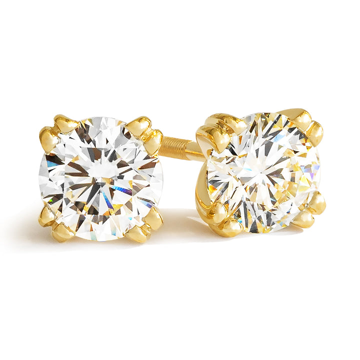 ต่างหูเพชรทรงกลมเจียระไนแบบ Brilliant น้ำหนักรวม 5.00 กะรัต สี D-F ไม่มีสี ความสะอาด VS เจียระไนแบบ Ideal ได้รับการรับรองจาก IGI ผลิตในห้องปฏิบัติการ IGI