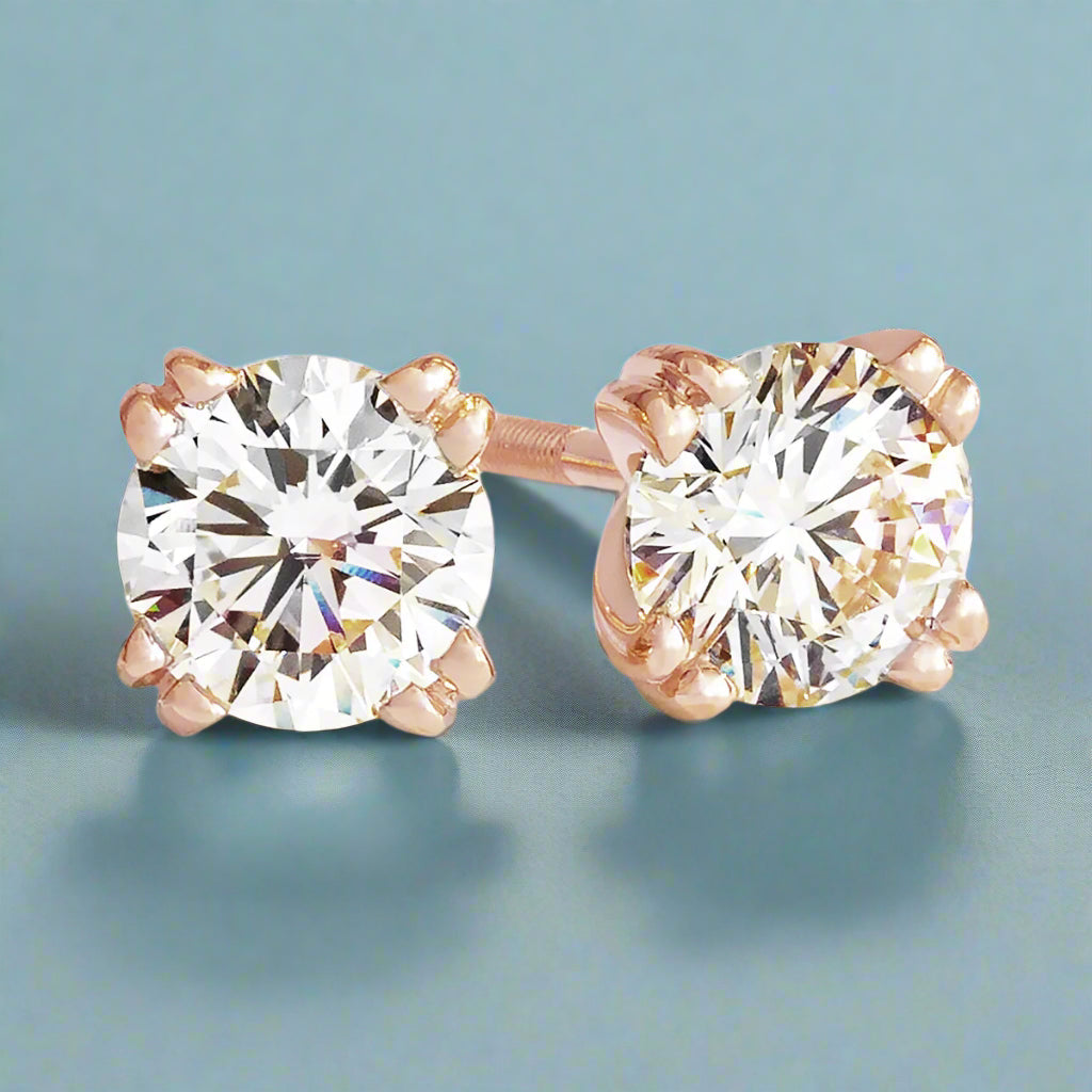 6ct tw Round Brilliant Lab Diamond Stud Earrings, in 14K White Gold – view 11 | RockHer