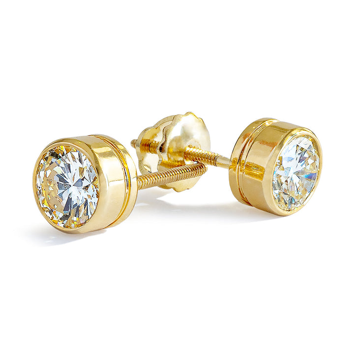 ต่างหูเพชรทรงกลมเจียระไนแบบบริลเลียนต์น้ำหนักรวม 3.00 กะรัต สี D-F ไม่มีสี ความสะอาด VS เจียระไนแบบไอเดียล รับรองโดย IGI เพชรสังเคราะห์จากห้องปฏิบัติการ IGI