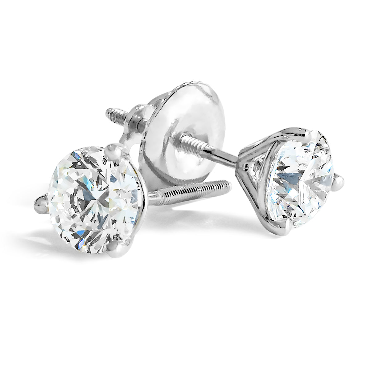 ต่างหูเพชรทรงกลมเจียระไนแบบ Brilliant น้ำหนักรวม 4.00 กะรัต สี D-F ไม่มีสี ความสะอาด VS เจียระไนแบบ Ideal ได้รับการรับรองจาก IGI เพชรสังเคราะห์จากห้องปฏิบัติการ IGI