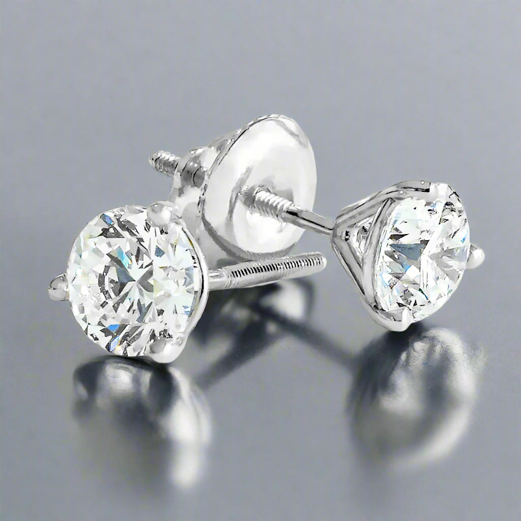 Diamond Stud Earring Setting, in 950 - Platinum – side profile | RockHer