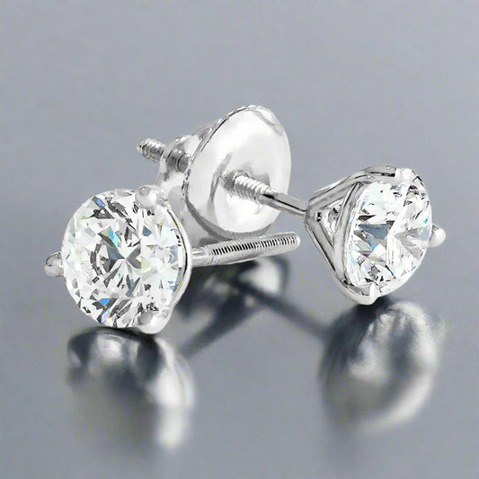Diamond Stud Earring Setting, in 950 - Platinum – side profile | RockHer
