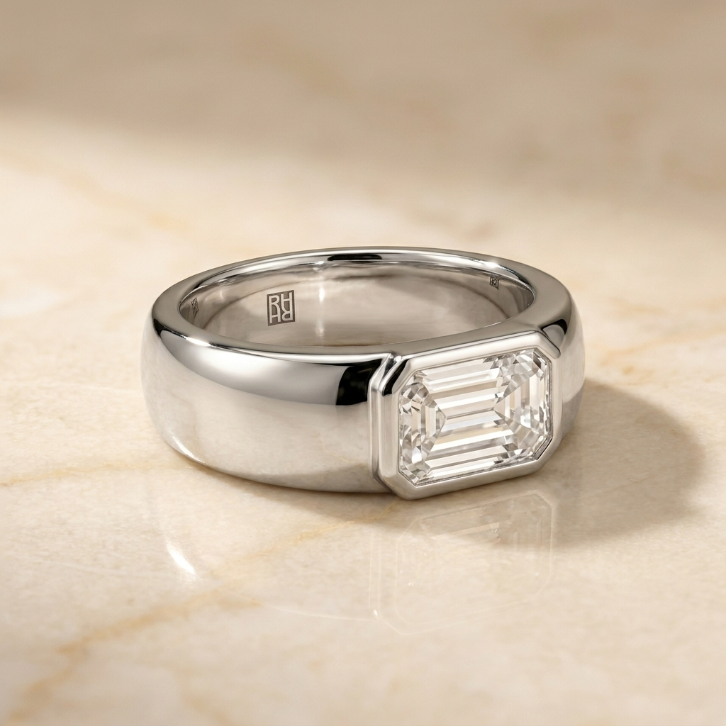 The Remi Select — Bezel-Set Cigar Band Tapered Baguette in Platinum