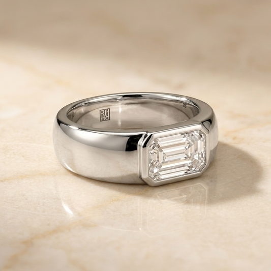 The Remi Select — Bezel-Set Cigar Band Tapered Baguette in Platinum