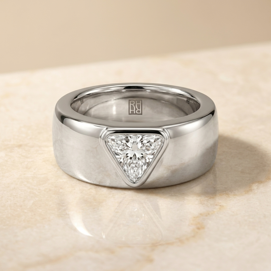 The Remi Select — Bezel-Set Cigar Band Trillion in 18K White Gold
