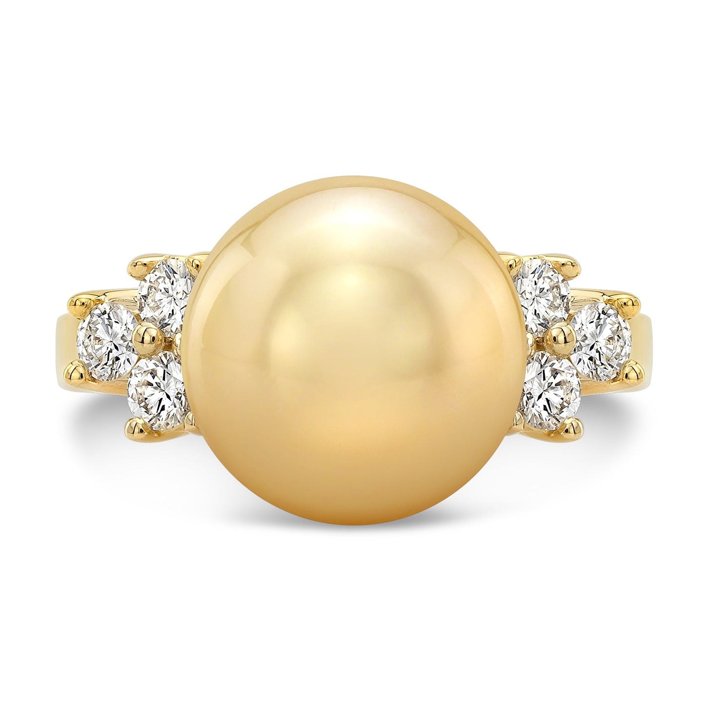 Golden South Sea Pearl and Diamond Ring, in 14K White Gold – side profile | RockHer