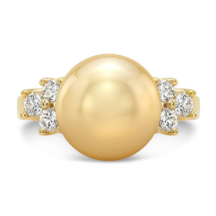Golden South Sea Pearl and Diamond Ring, in 14K White Gold – side profile | RockHer