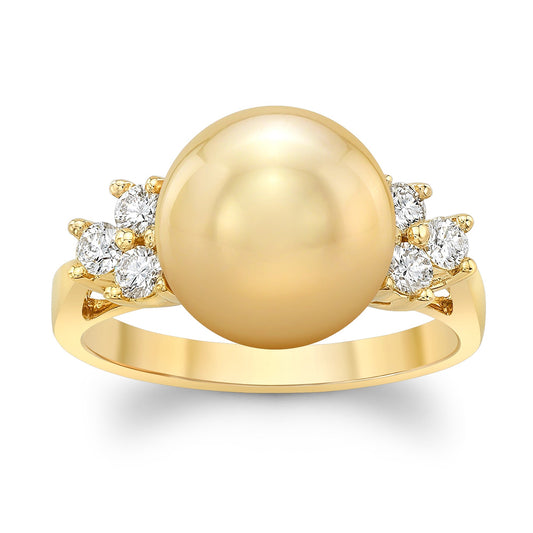 Golden South Sea Pearl and Diamond Ring, in 14K White Gold | RockHer