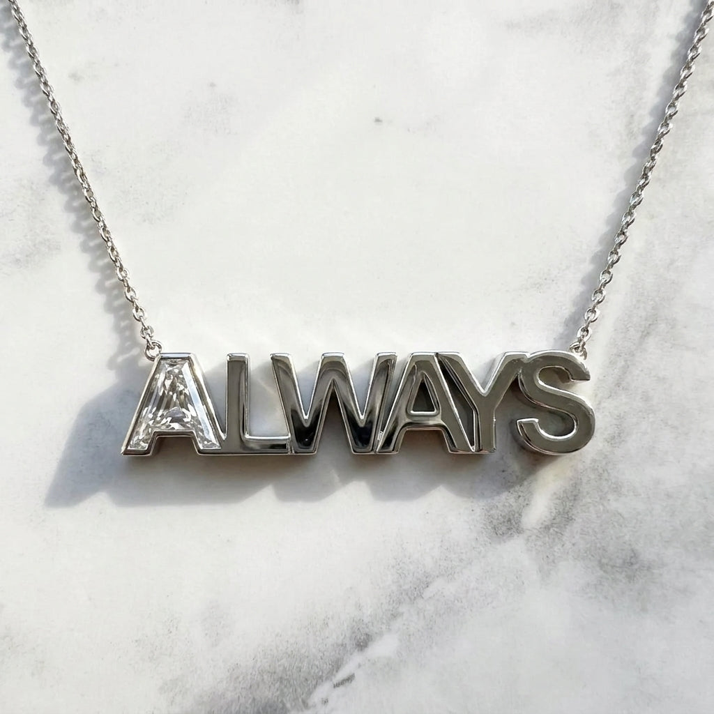ALWAYS lab-grown diamond letter necklace in 14K White Gold