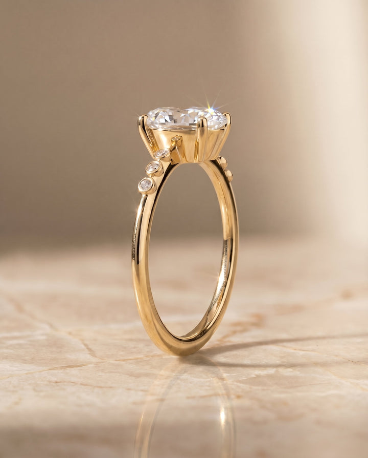 Peggy Select Bezel Accent Solitaire Oval in 18K Yellow Gold – view 6
