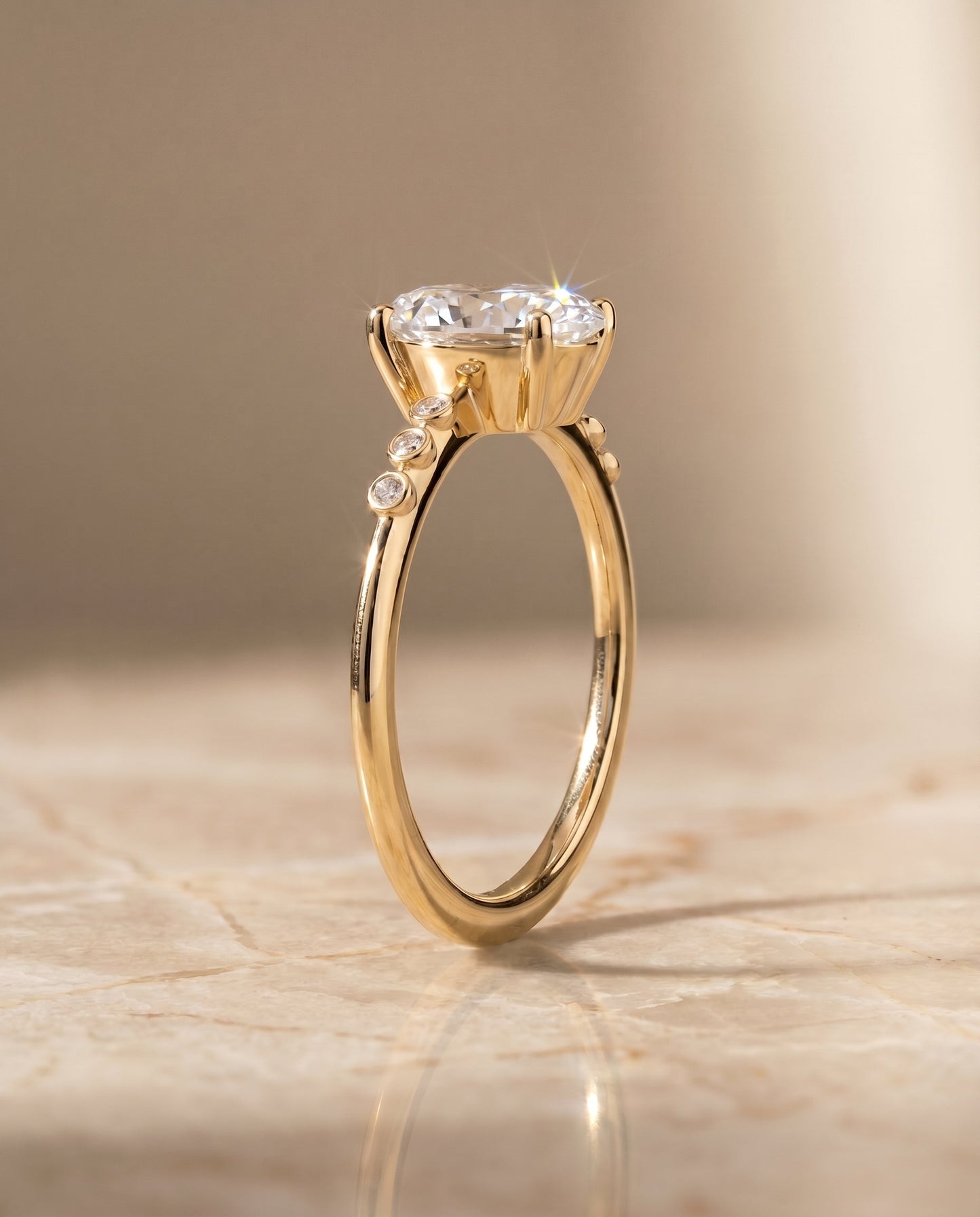 Peggy Select Bezel Accent Solitaire Oval in 14K Yellow Gold – view 6