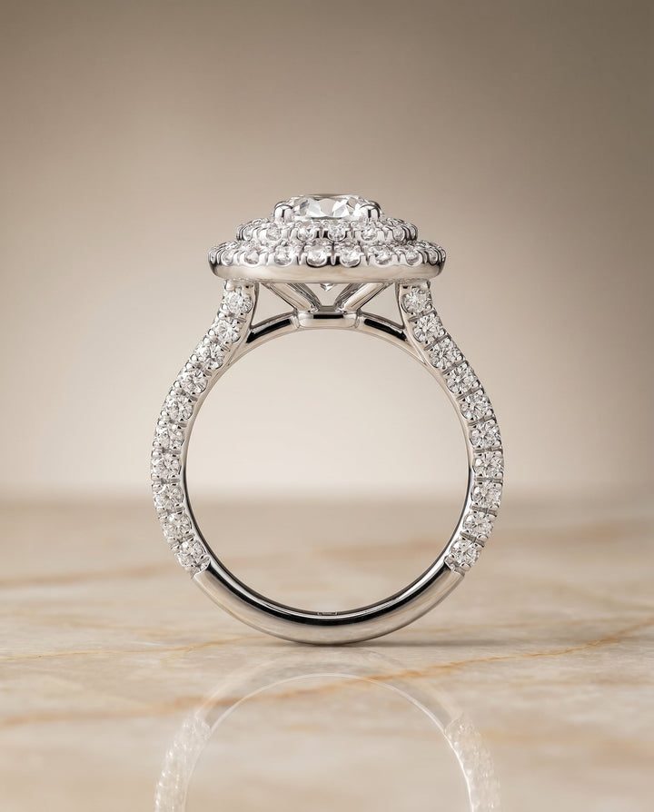 Dinah Select Bold Double Halo Oval in 14K White Gold – view 2