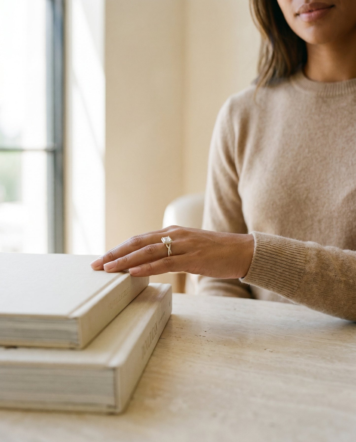 Bold Twist Pavé Halo Princess, in 18K Yellow Gold, pave setting – lifestyle shot | RockHer