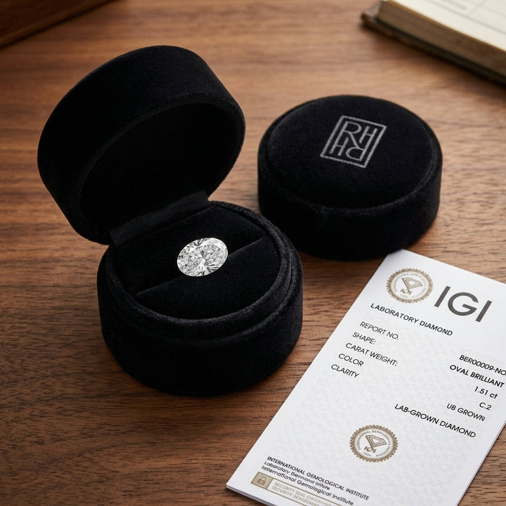 2-1/2 Carat Oval Lab Grown Diamond — RockHer atelier presentation box