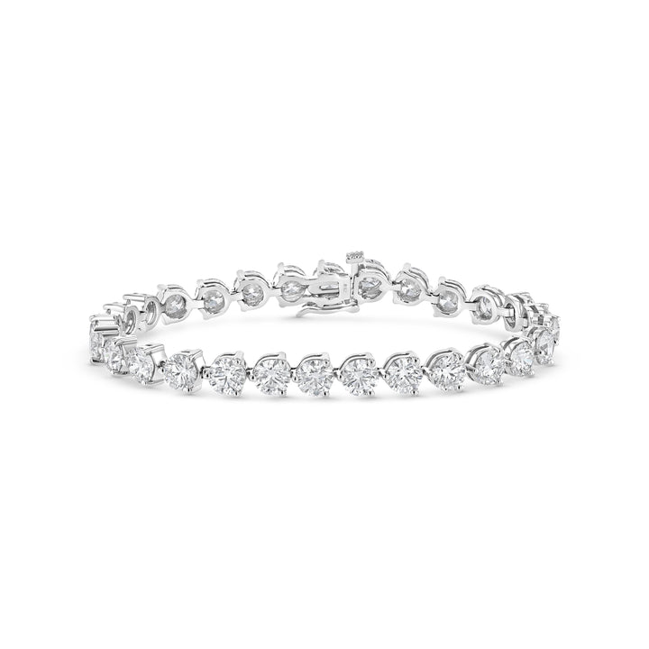 Certified 14K White Gold 3-prong Lab Created Round Brilliant Diamond Tennis Bracelet | RockHer